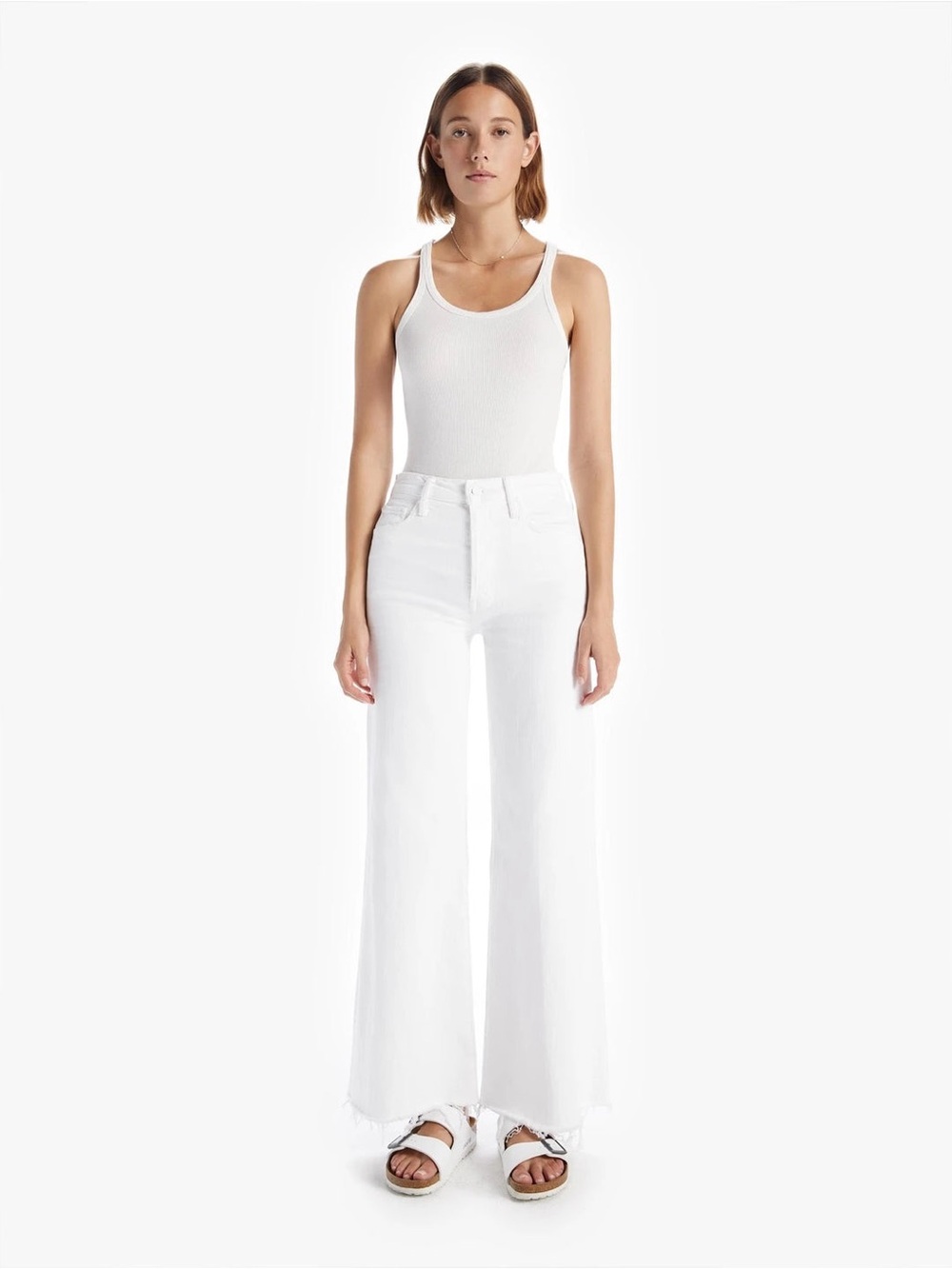 Mother Denim The Tomcat Roller Fray jeans in a white wash